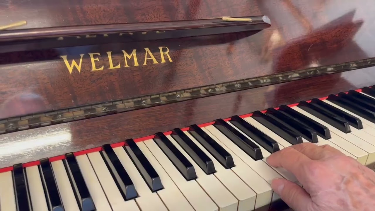 Welmar upright piano 122cm tall c1939, made in conjunction with Bluthner pianos: