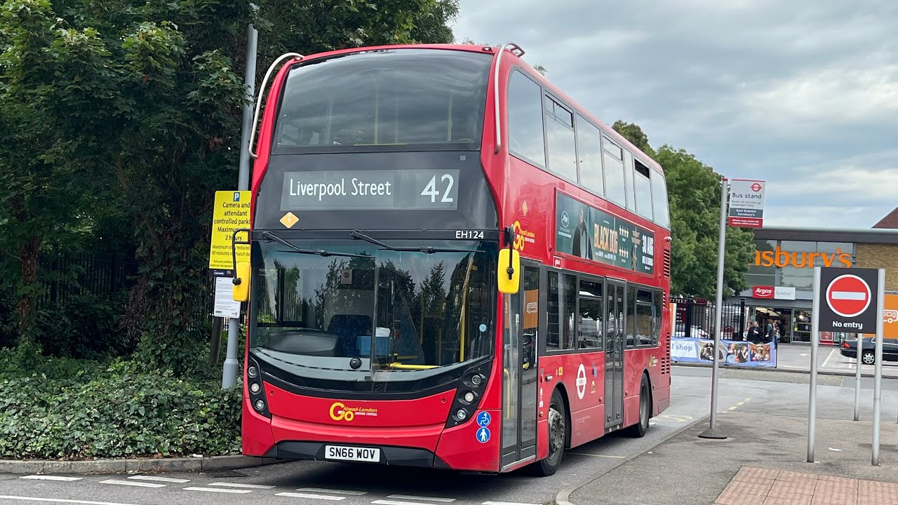 Full Route Visual. Route 42: East Dulwich Sainsbury’s - Liverpool Street | E400MMC EH124 SN66 WOV