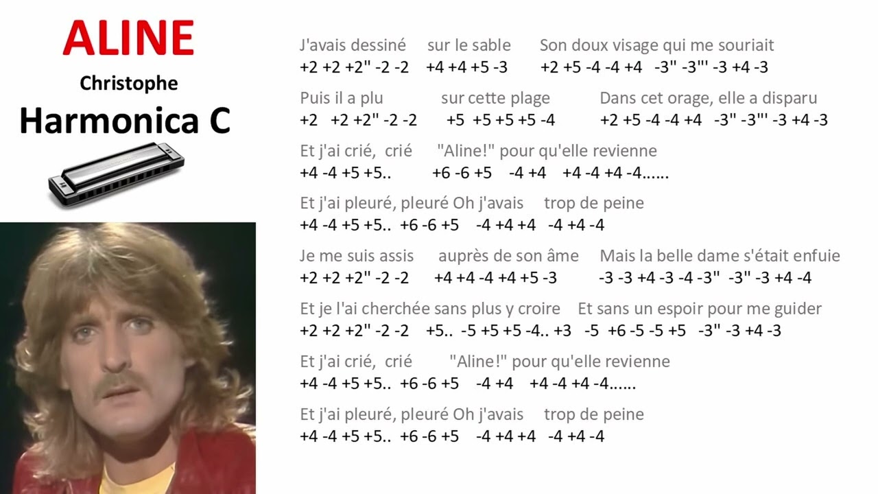 ALINE - Christophe - Harmonica Diatonic C Tab