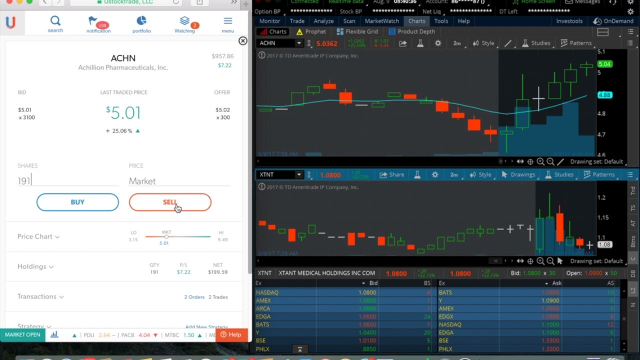 Big Trades and Big Profits on UStockTrade! Beginner Trading - Live Small Account Trading - ACHN