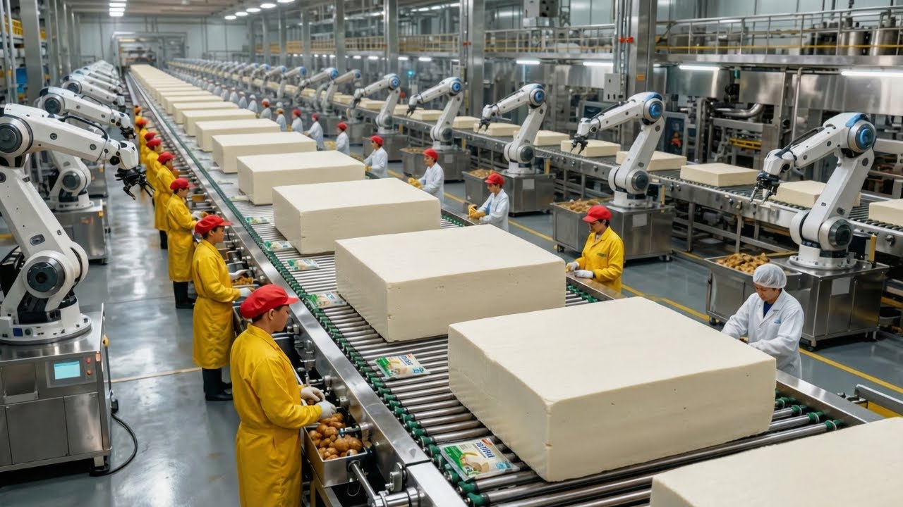 Inside a Tofu Factory - How Packaged Tofu is Made