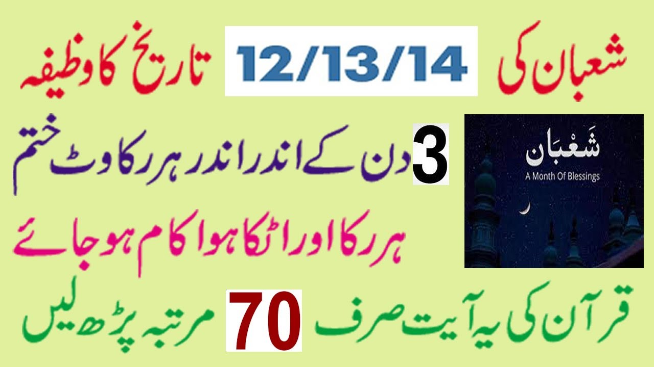 Wazifa Of 12, 13, 14 Shaban To Remove Hurdles | 