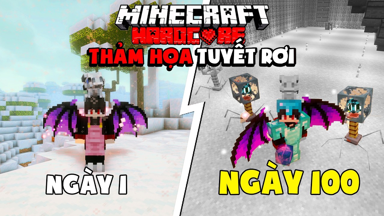KiraMC Tóm Tắt 100 Ngày Minecraft Sinh Tồn Siêu Khó Trong Thế Giới Thảm Họa Tuyết Rơi !!