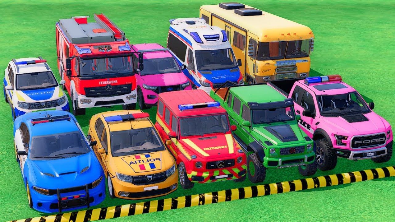 TRANSPORTING DACIA POLICE CARS, FIRE DEPARTMENT, AMBULANCE VEHICLE WITH TRUCKS ! FS22 #36