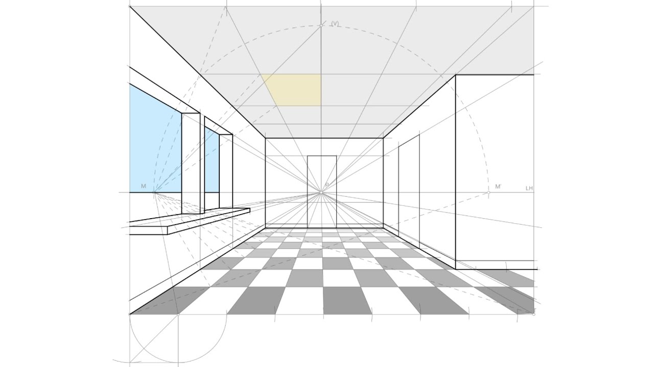 Cómo dibujar interior en perspectiva cónica frontal.🛣🛣🛣