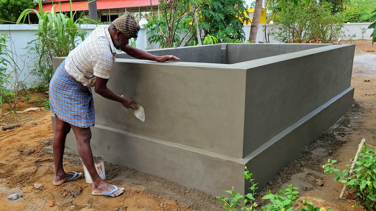 Plastering Techniques_Outside Formhouse Brick WaterTank Waterproof Plastering|Watertank design