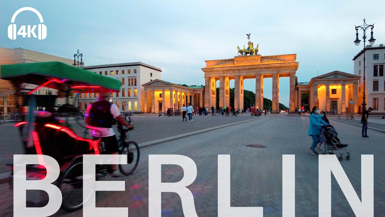 🇩🇪 Berlin 4K Brandenburger Tor bike tour 2021 Unter den Linden Summer evening 4K ASMR 3D sounds
