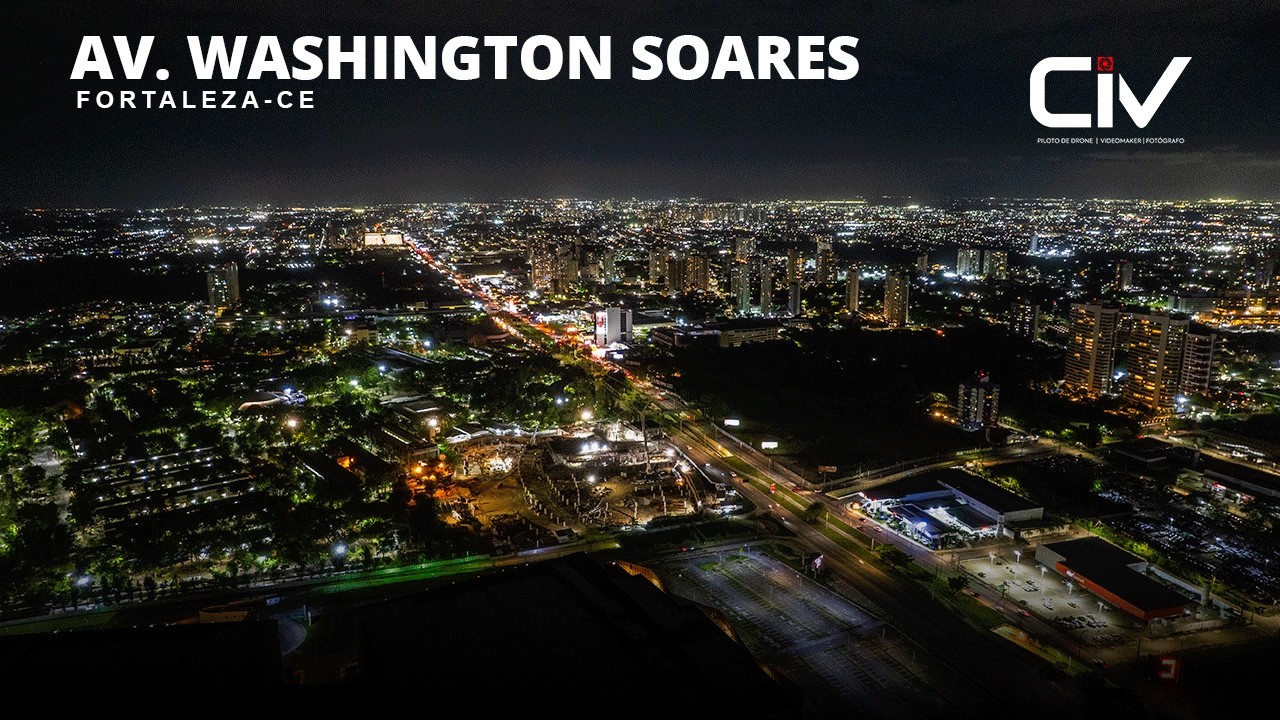 Avenida Washington Soares à Noite em Fortaleza | Imagens Aéreas em 4K Próximo ao Centro de Eventos