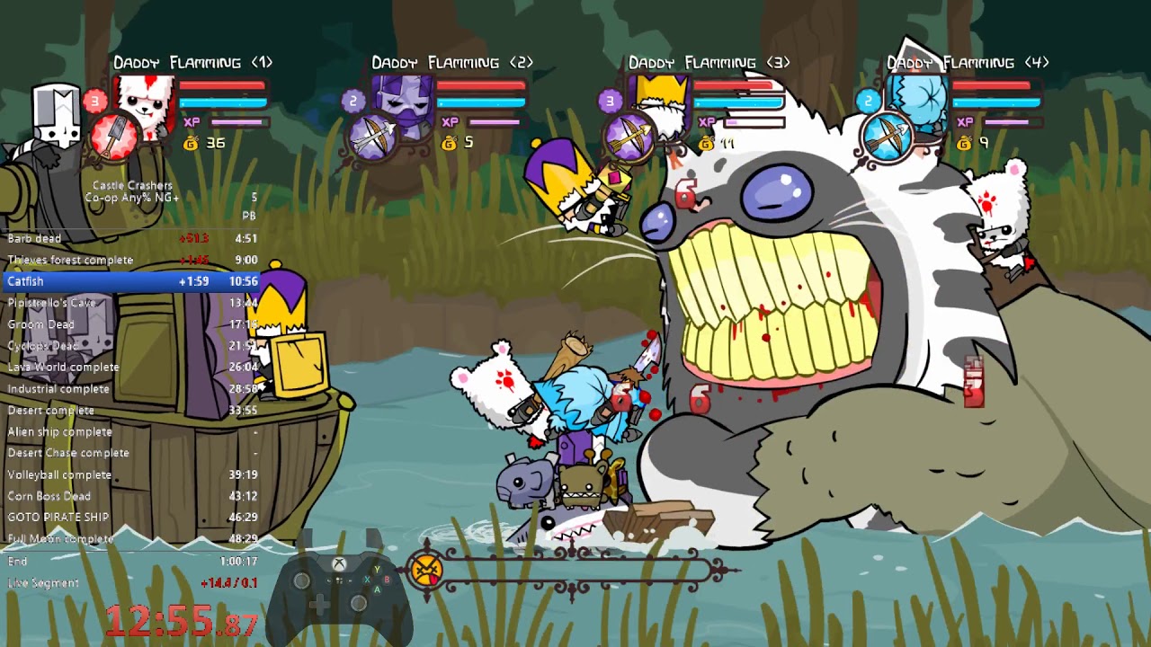 Castle Crashers 4 player speedrun in 1:13:40 (Any% NG+)