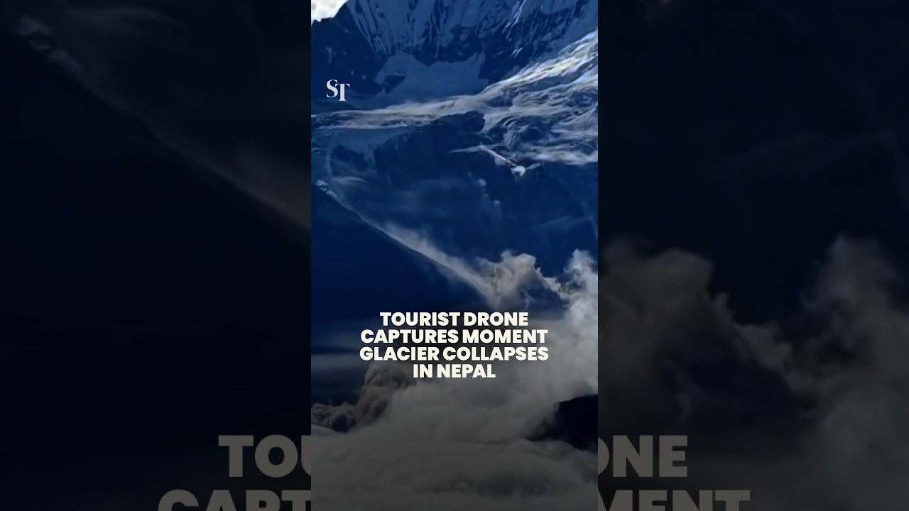 Tourist drone captures moment glacier collapses in Nepal