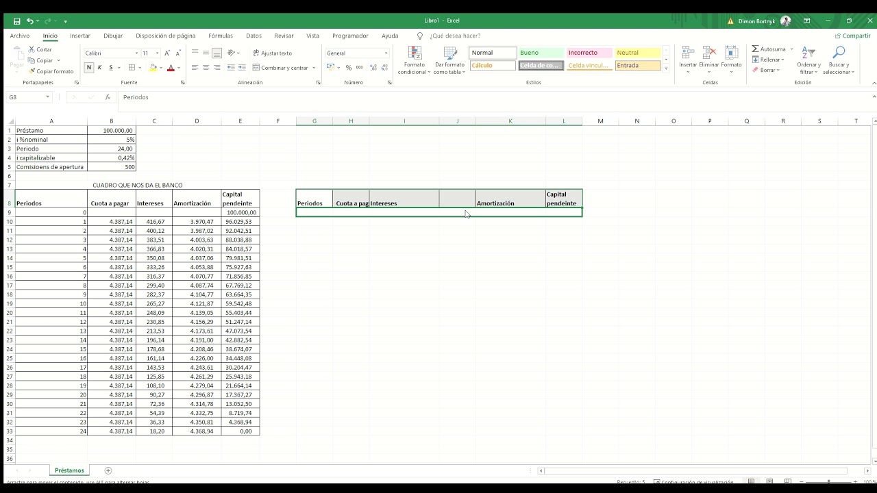 CREAR PLANTILLAS PRÉSTAMOS CON EXCEL+COSTE AMORTIZADO+CONTABILIDAD