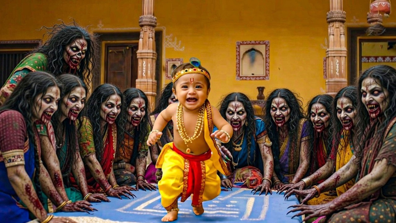 मैया यशोदा और गोपियाँ बनी डरावनी चुड़ैल, नन्हे कान्हा को डराने के लिए! - YASHOMATI MAIYYA KE NANDLAL