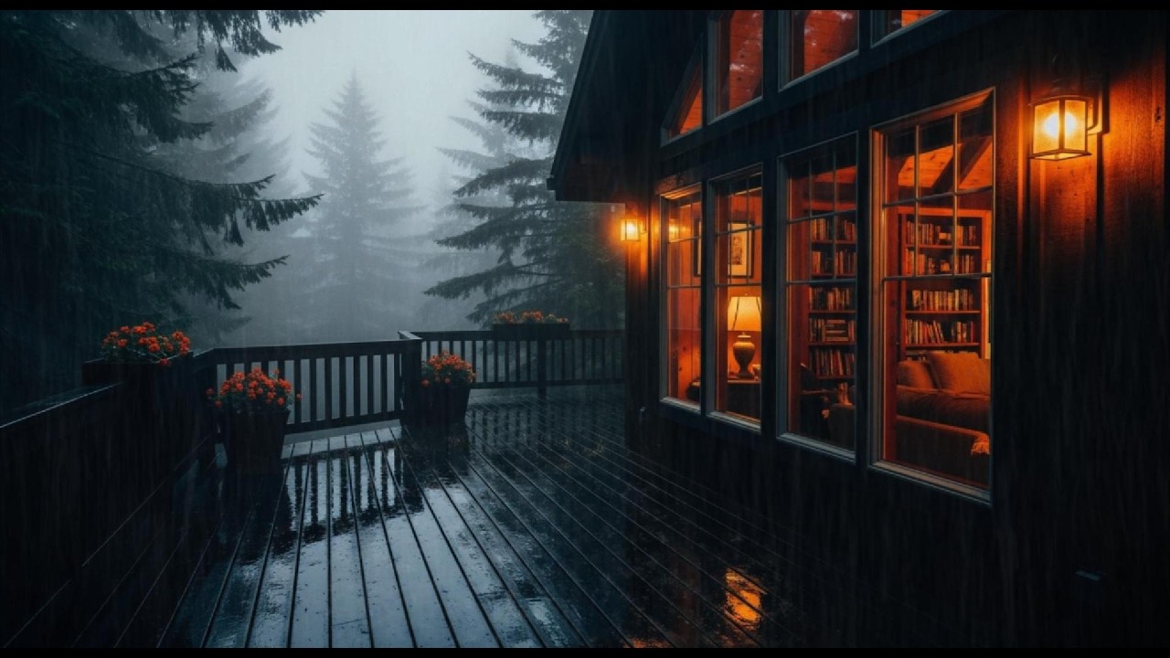 Rain Falling on a Peaceful Cabin -#雨音 #rainfall #raining