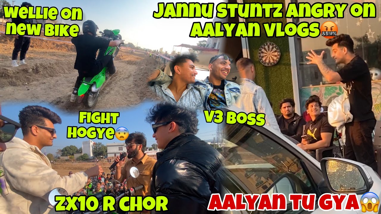 @Motovloggerjannustunts FIGHT WITH Aalyan 🤬v3 Boss zx10R chor pkda😱WELLIE ON MEETUP