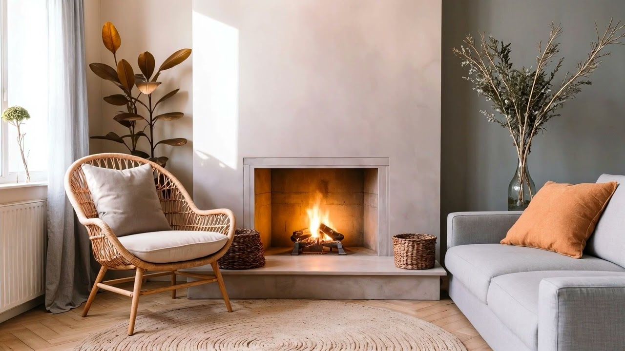Living Room Fireplace Lo-Fi | Cozy Beats for Study, Sleep & Relaxation (1 Hour)