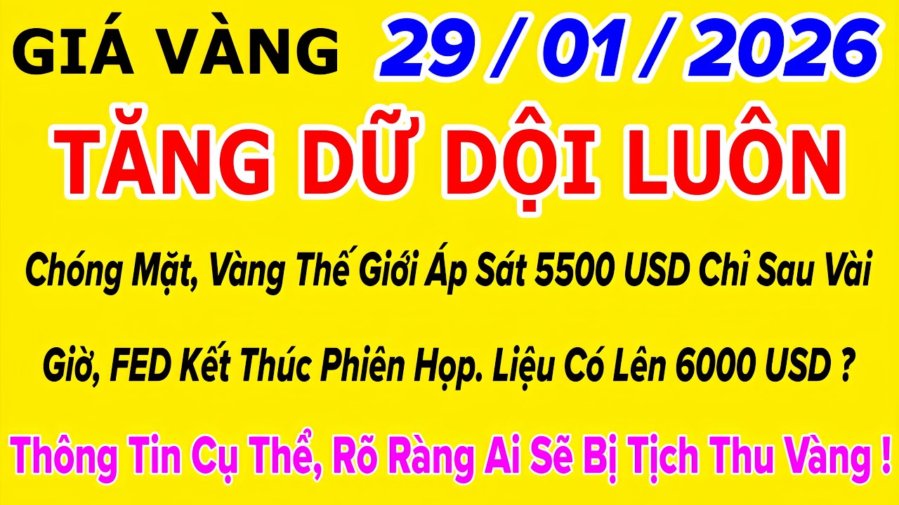 Giá vàng hôm nay 9999 ngày 29/1/2026 | GIÁ VÀNG MỚI NHẤT || Xem bảng giá vàng SJC 9999 24K 18K 10K