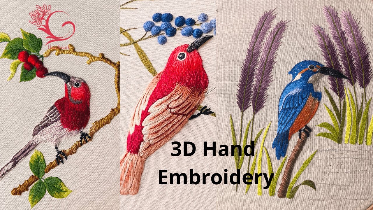 Top 3 Most Beautiful 3D Bird Embroidery Designs! Detailed Embroidery Tutorial for Beginners