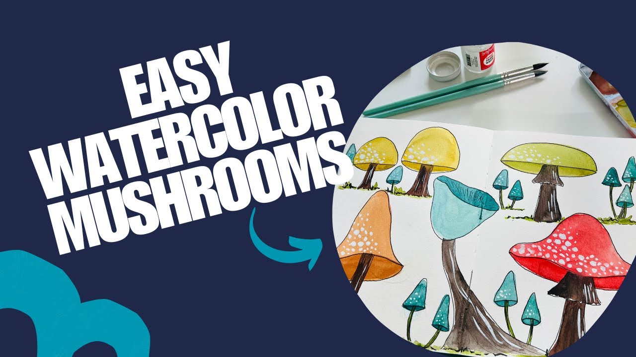 Easy Watercolor Mushrooms