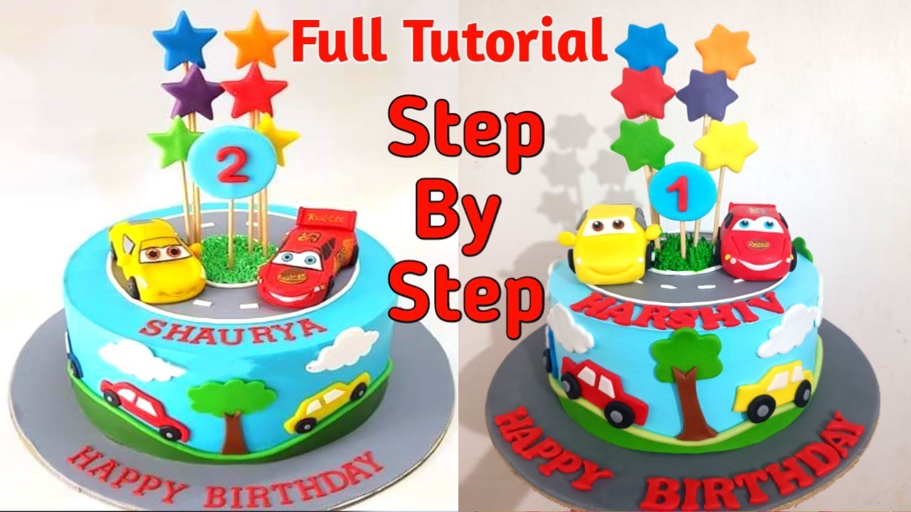 LIGHTNING McQUEEN & JEFF GORVETTE Car Birthday Cake | Disney Car Theme Cake | 1st Birthday Cars Cake