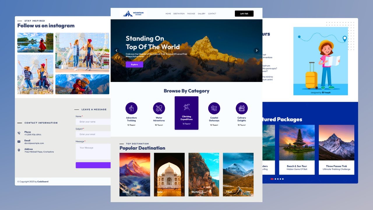 Travelling Website Using HTML and CSS | Create Responsive Travel Website Using HTML CSS & JavaScript