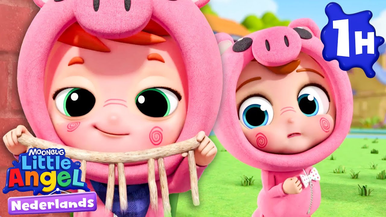 De drie biggetjes | Little Angel | Moonbug Kids Nederlands - Kindertekenfilms