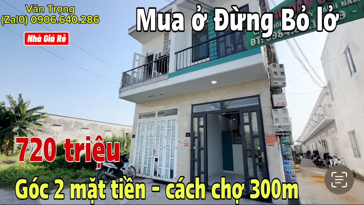 Vợ chồng chia tài sản , cần bán rẻ căn nhà 1 trệt 1 lầu , đường thông , cách chợ 300m , 720 triệu