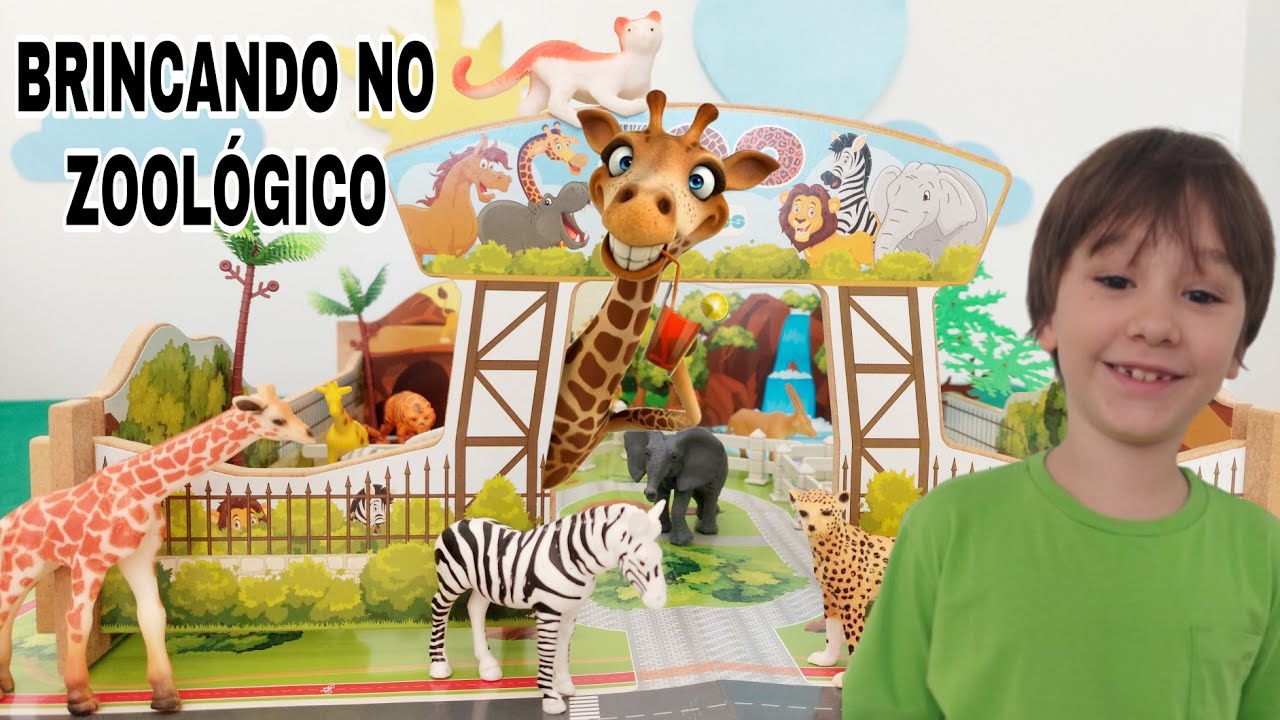 Fazendinha do Felipe - Brincando com animais do zool&oacute;gico girafa, elefante, zebra | Toy Zoo giraffe