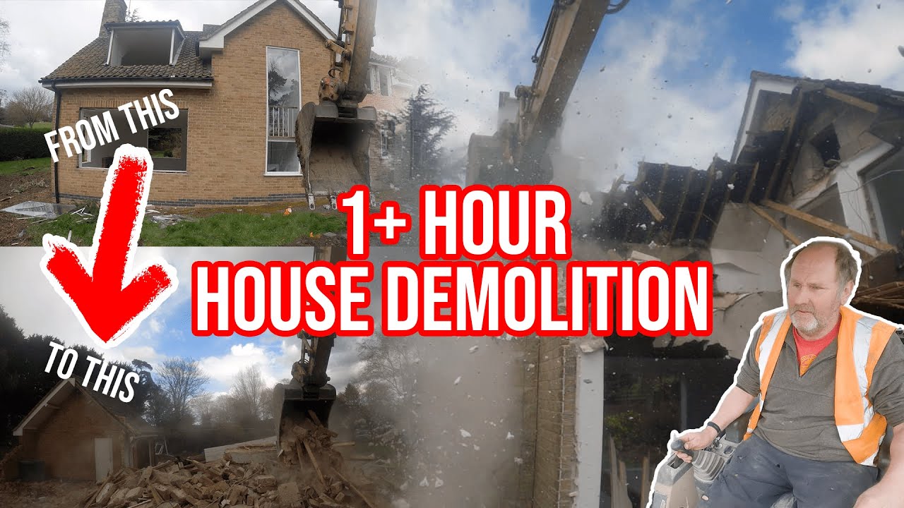 1 Hour POV Heavy Machinery Demolition of UK Brick Home