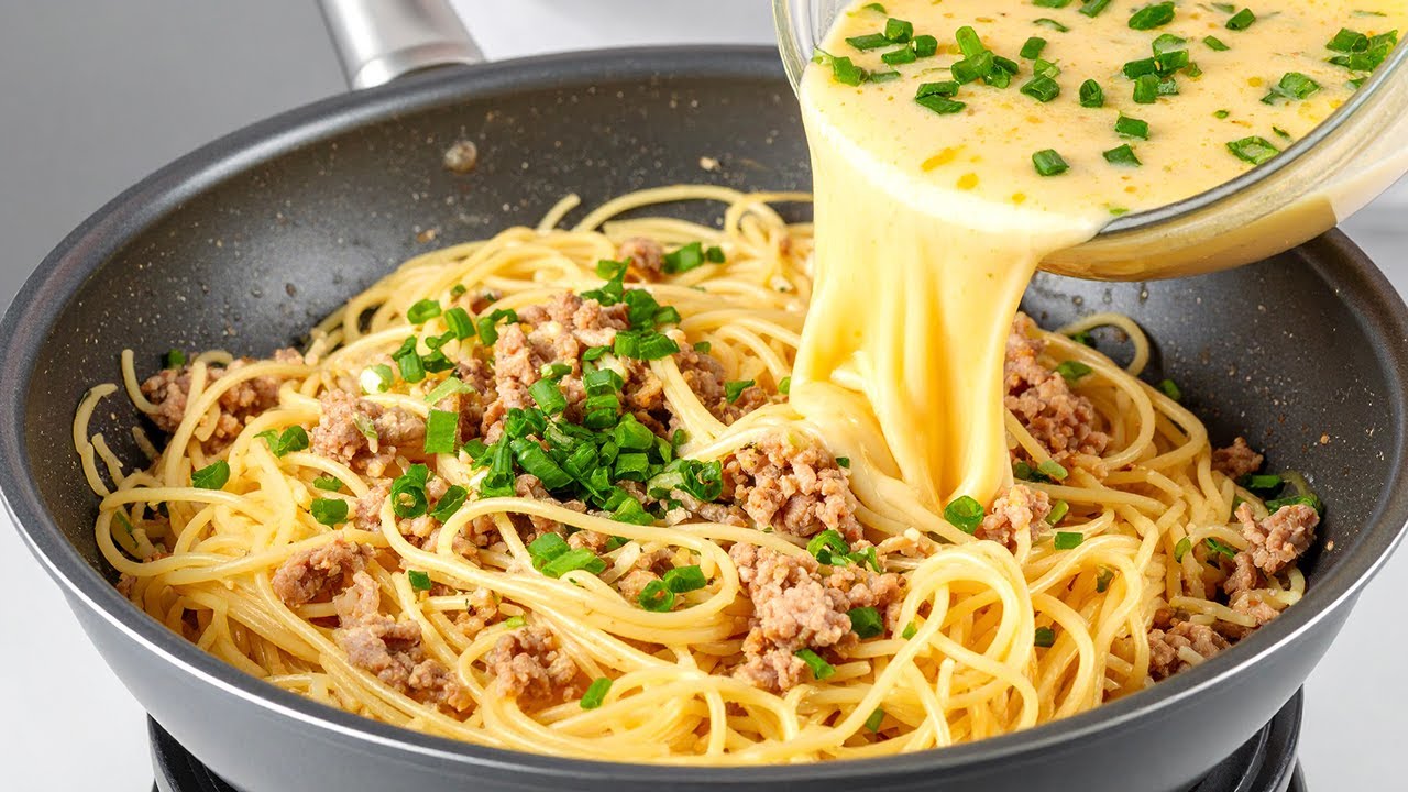Ich habe noch nie so lecker gegessen! Nudeln, Eier und Hackfleisch! Schnelles und einfaches Rezept!