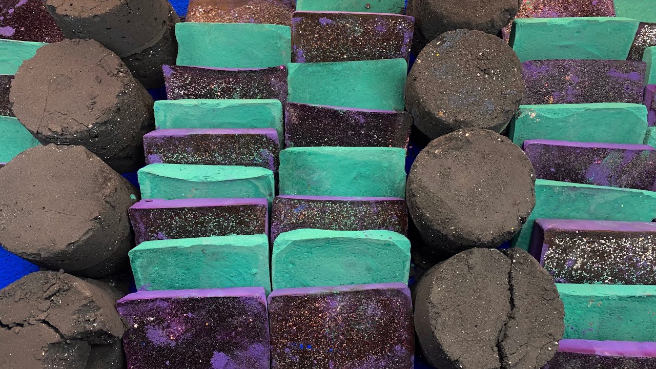 Part 3 : Powdery Dusty Soft Crunchy Black Purple Teal Dyed Iron Oxide Chalk Crush 3 colours Combo