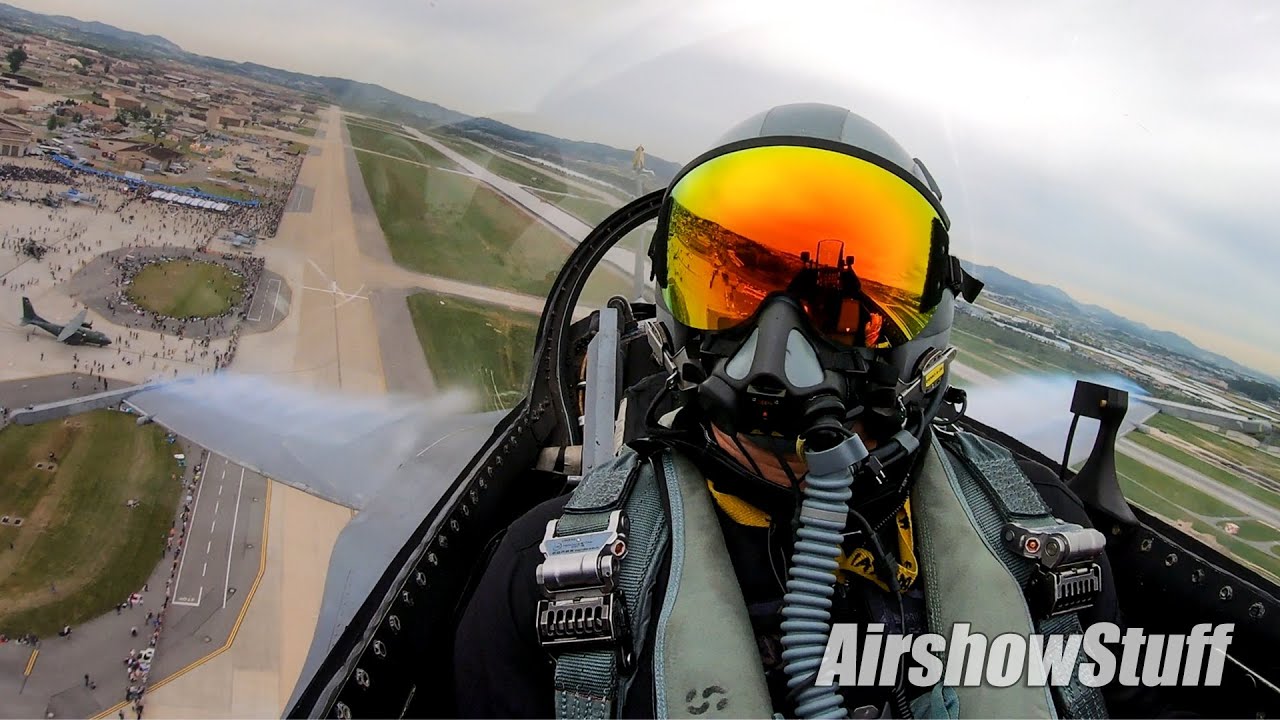 F-16 Cockpit Cameras (Dual View With Flares!) - PACAF Demo Team - Osan Air Power Day 2019