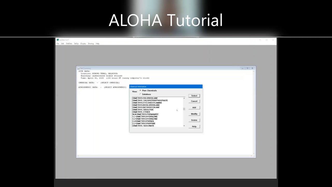 Hazard Consequence Analysis: ALOHA Software - Tutorial Step-by-Step