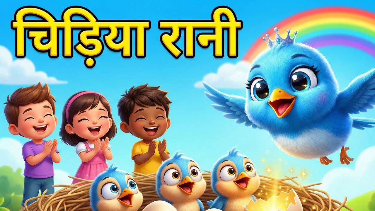 चिड़िया रानी बड़ी सयानी 🐦 | Hindi Kids Song | Cute Cartoon Rhyme