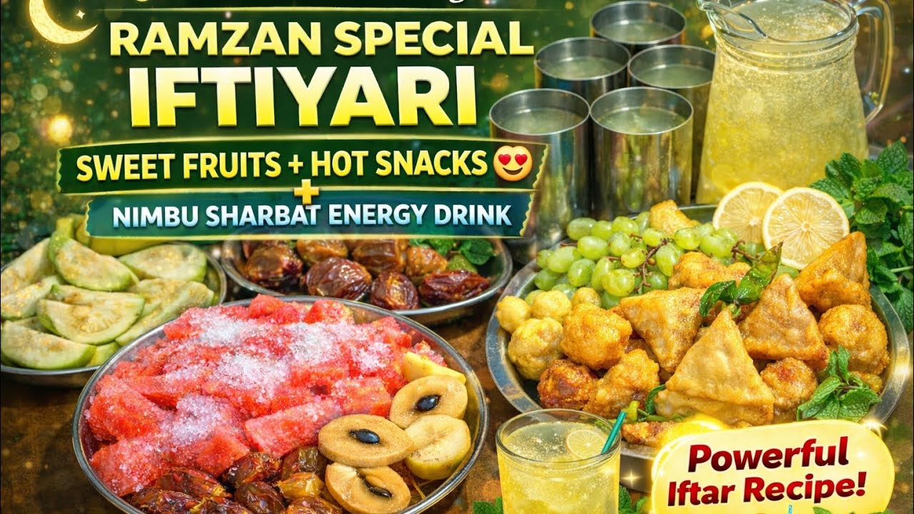 🌙 Ramzan Special Iftari Full Preparation | Sweet Fruits + Crispy Snacks + Nimbu Sharbat 🍉🥤