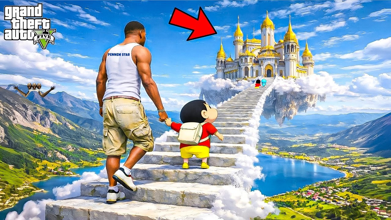 Franklin & Shinchan Found a Mysterious Floating House in the Sky in GTA 5 in Telugu