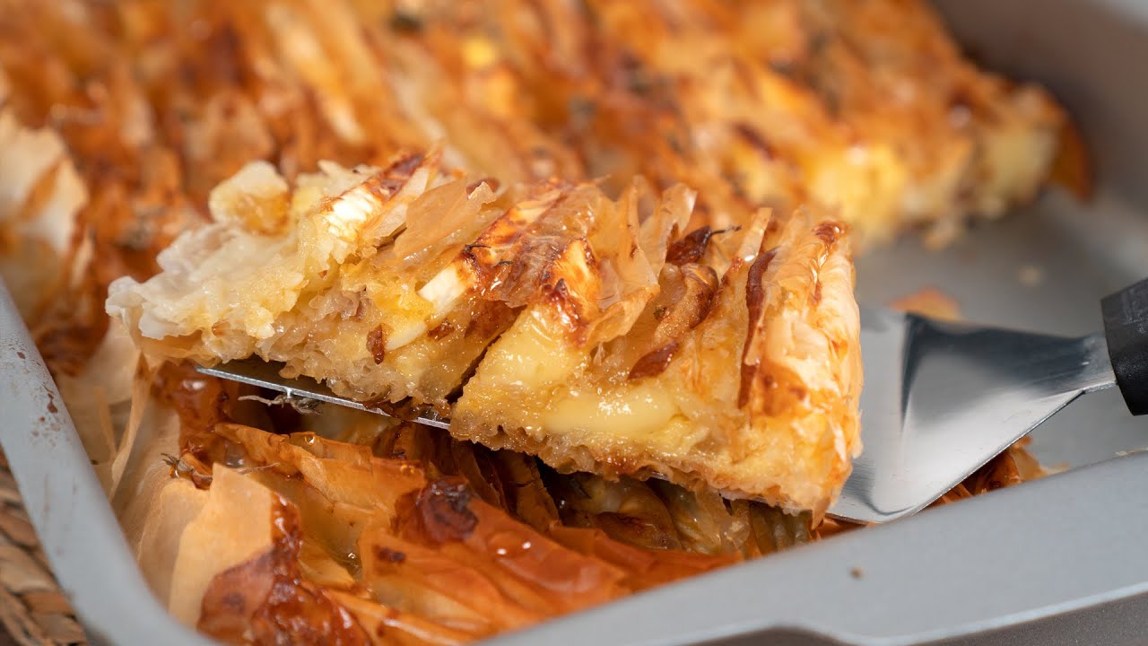 Tarta filo con queso brie, peras y miel🍯 ¡Una combinación deliciosa!