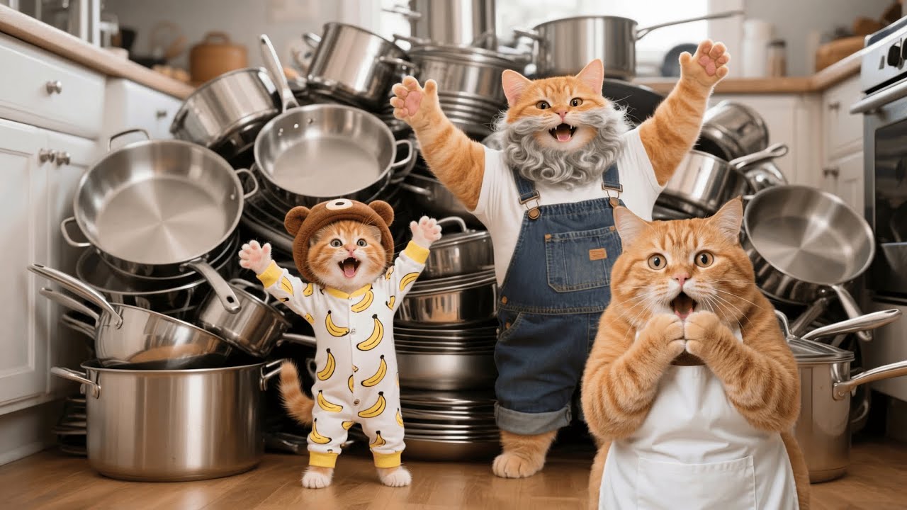 Mama Cat Kitchen Tools Were Worn Out—So Ginger and Grandpa Cat Forged Her a Brand New Set 🔨🐾