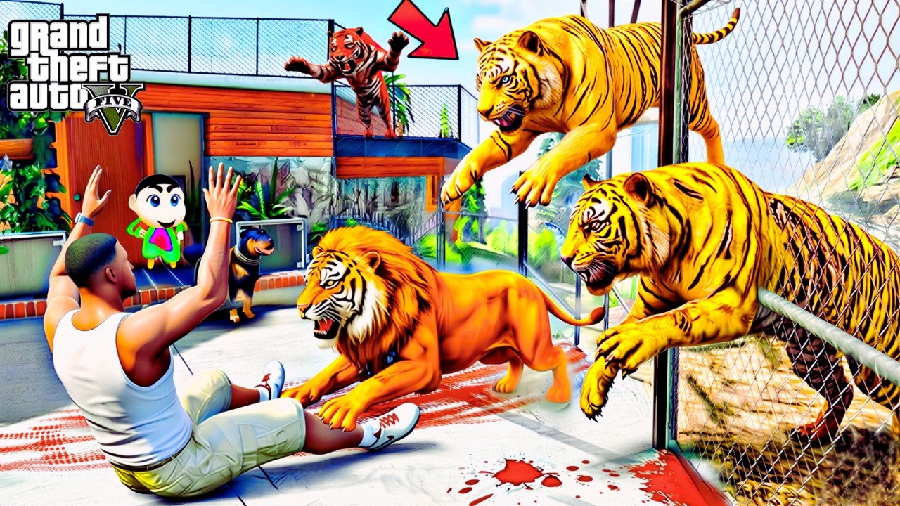 Franklin Tiger Fight Wild Street Dogs in Los Santos | Gta 5