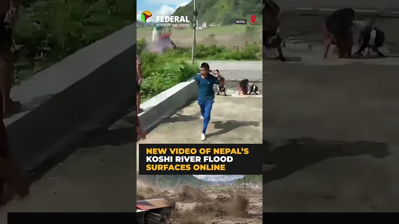 Nepal flood video shows narrow escape of mother children | #shorts