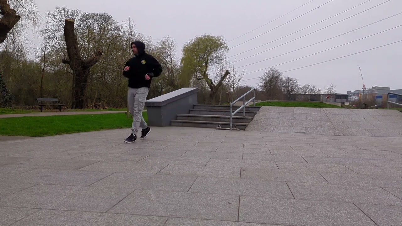 Eyeing up the rails and stairs at Oxhey Activity park #skateboarding 