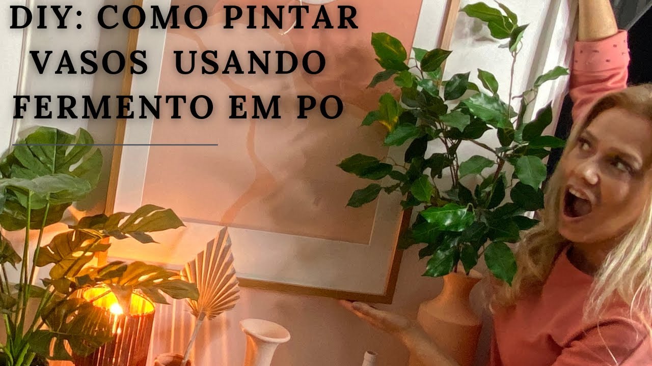 DIY: Como pintar vasos com efeito ceramica Usando fermento em po Facil e barato