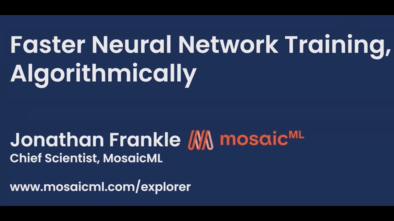 Deep Learning Foundations: Jonathan Frankle talk on Faster Neural Network Training, Algorithmically