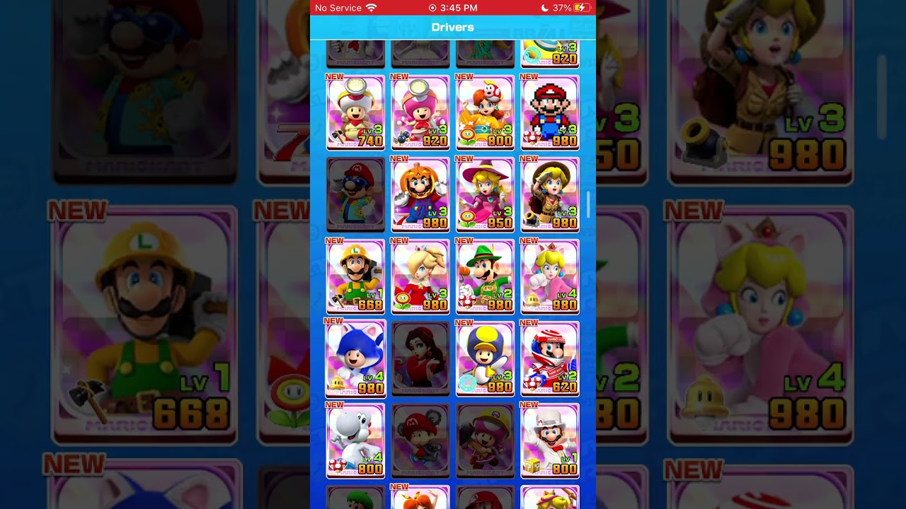 My Inventory Drivers Collection (Mario Kart Tour)