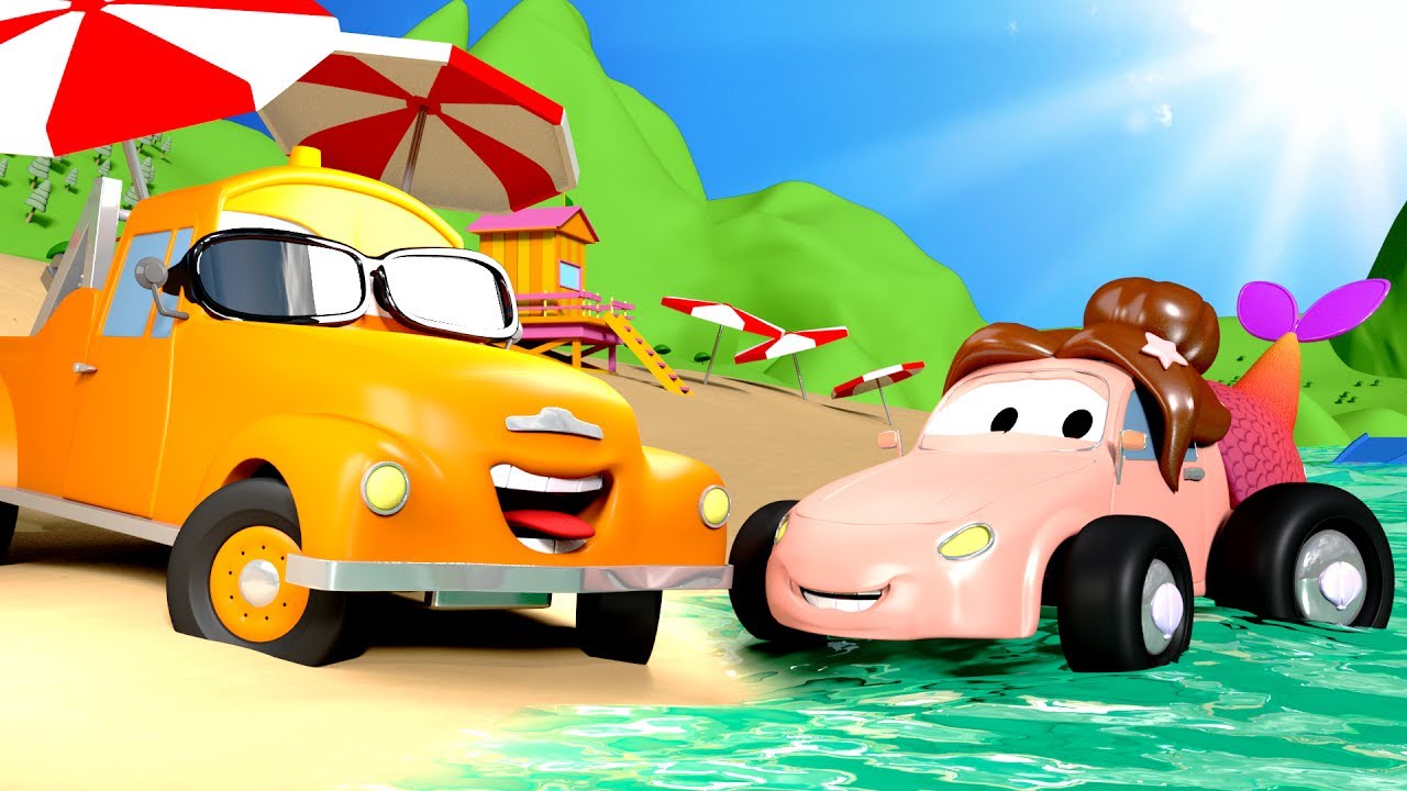 Tom The Tow Truck's Paint Shop: Cindy is a SIREN | Truck cartoons for kids