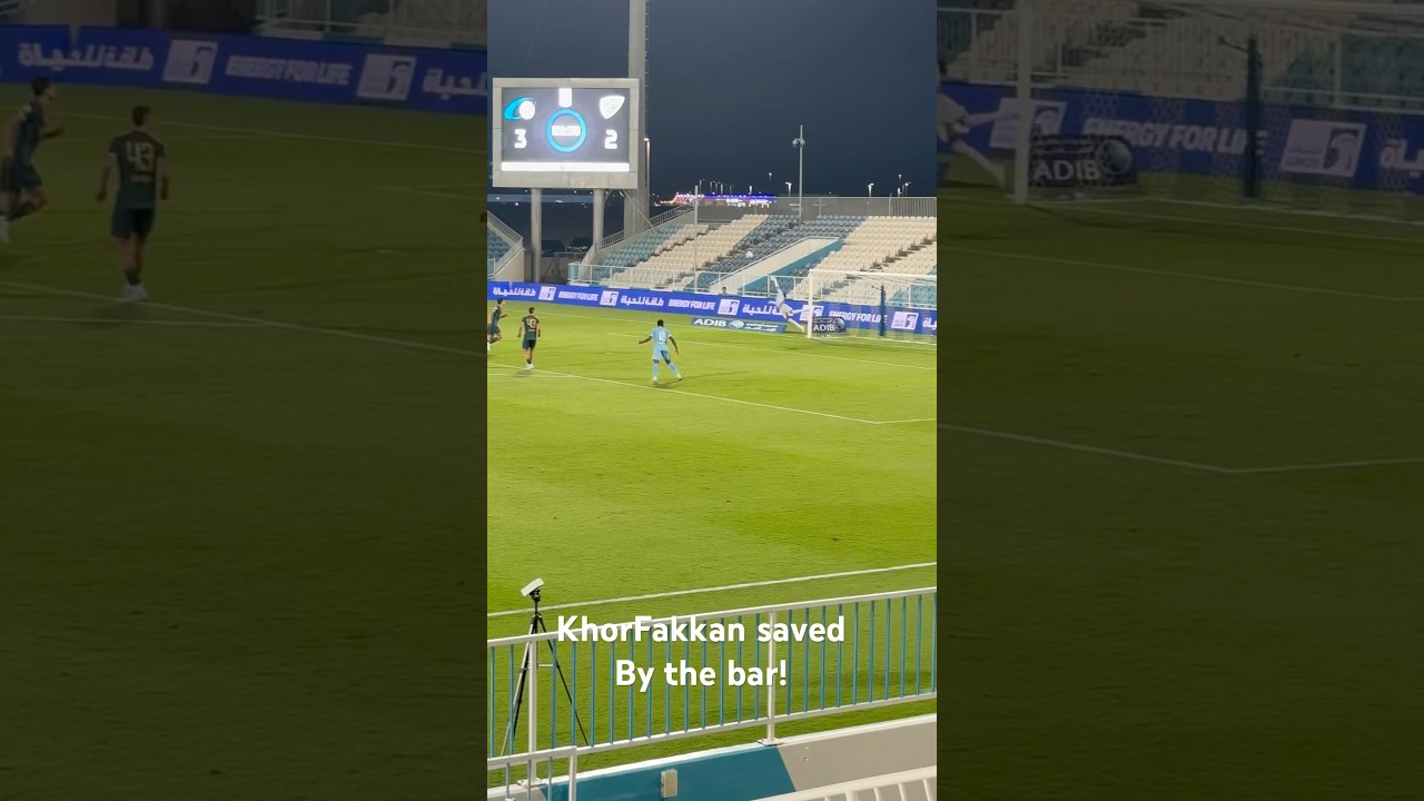 The bar saves KhorFakkan in UAE pro league clash with Baniyas #live #fyp #hittheball #baniyas