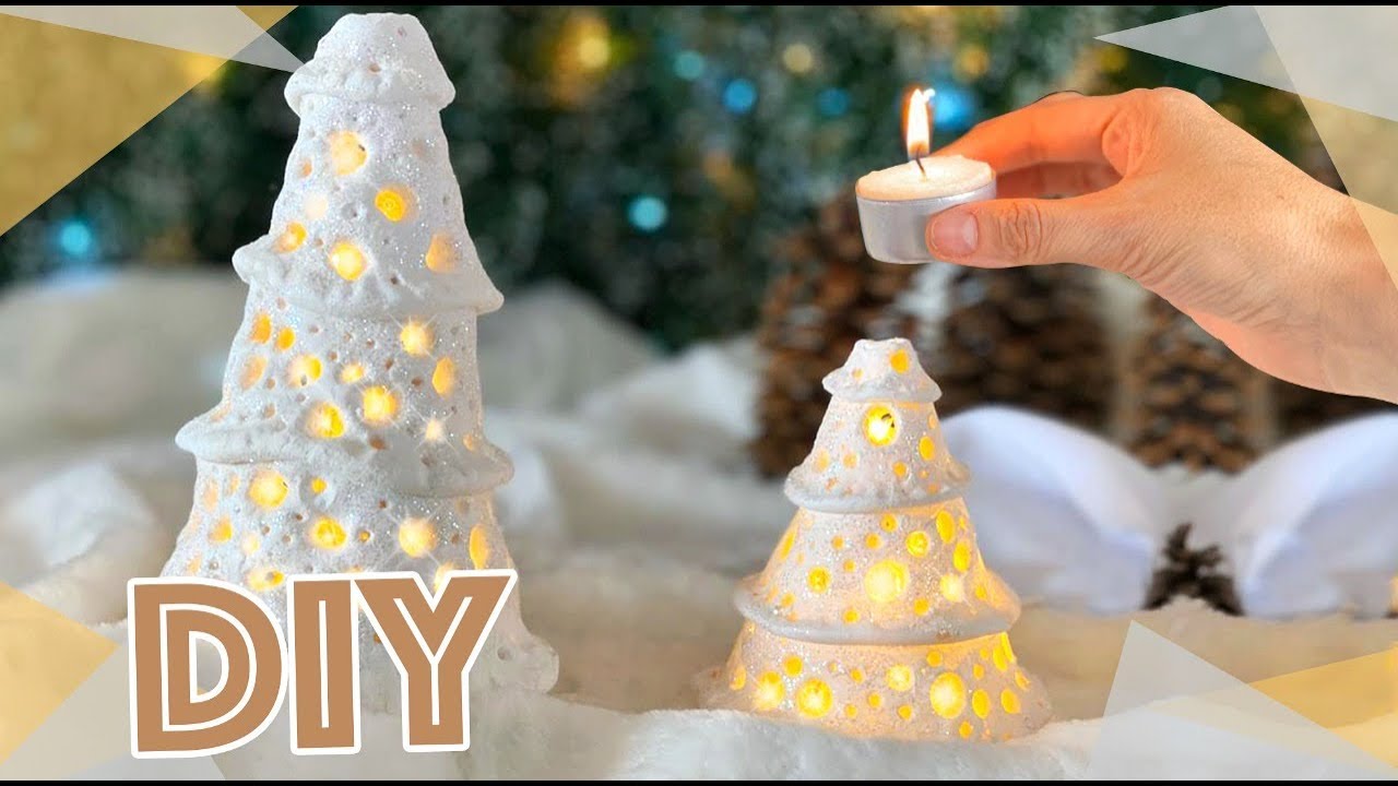 🕯Pinos Faroles Navideños ⛄🎄hechos con Pasta Moldeable 🥣 ChuladasCreativas