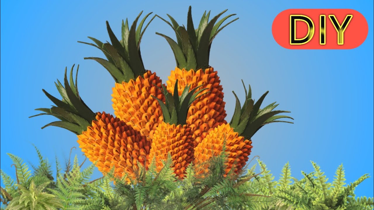 Pineapple craft/how to make cardboard pineapple without using clay and cement/DIY/craft messenger
