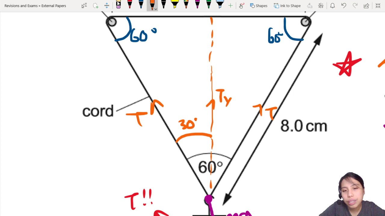 6.1a Ex3 MJ20 P12 Q18 Stretched String Hanging Mass | May/June 2020 | CAIE A Level 9702 Physics
