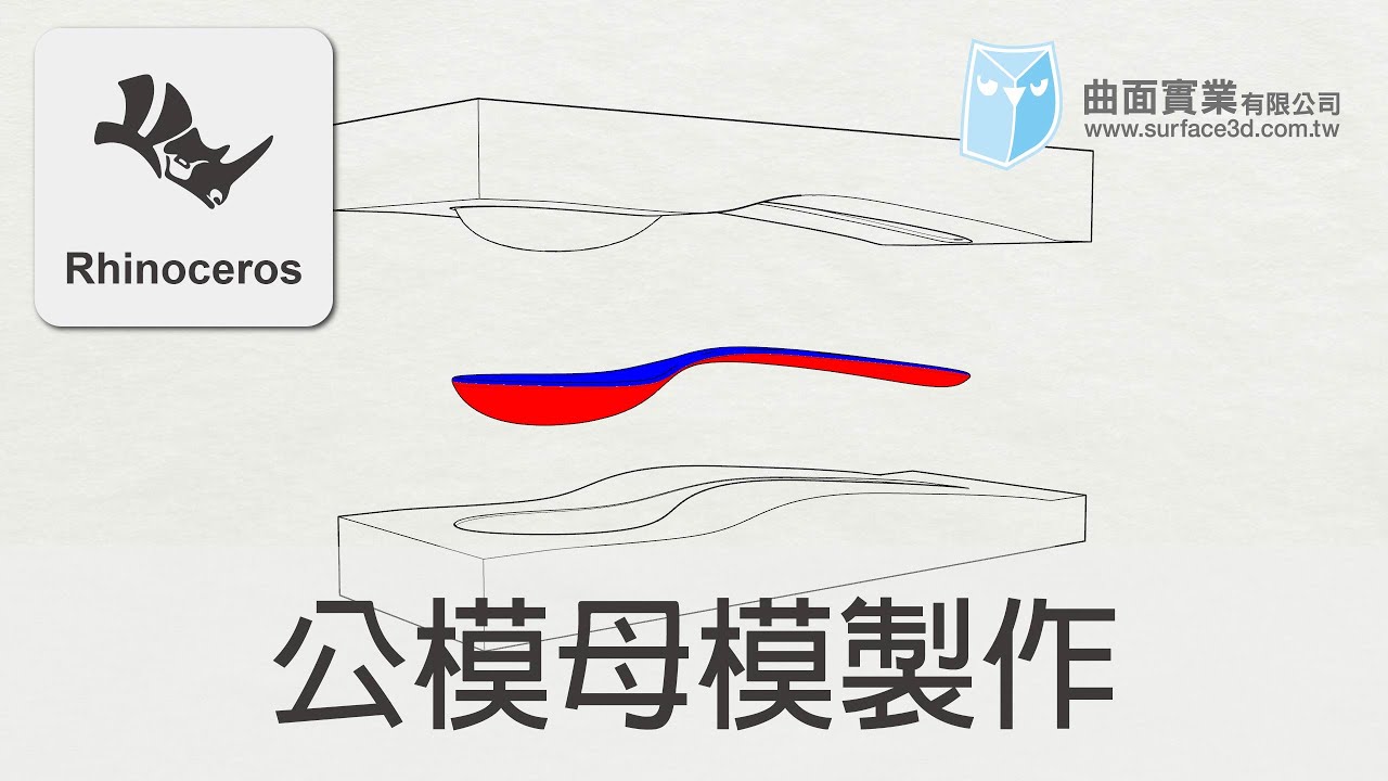 [Rhino 教學] - 分模面 彩帶偏移 - 公模母模製作 - How to Make a Partition Surface - RibbonOffset - Rhino Tutorial