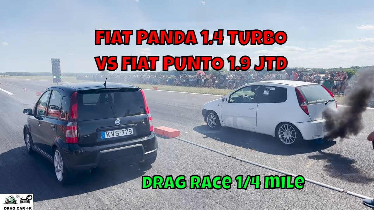 FIAT PANDA 1.4 TURBO vs FIAT PUNTO 1.9 JTD drag race 1/4 mile 🚦🚗 - 4K UHD
